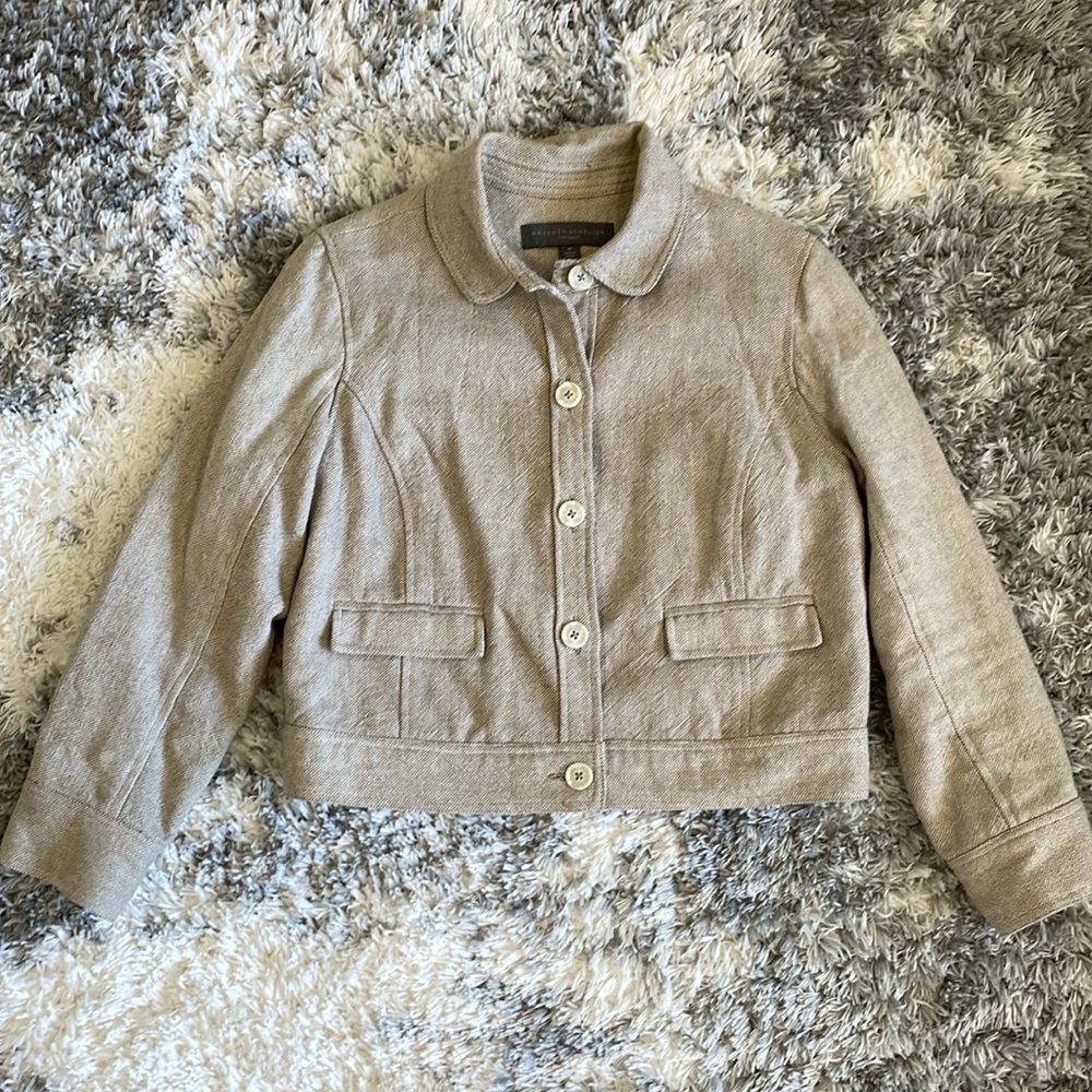 Proenza Schouler for Target Taupe Linen Blend Cropped Jacket